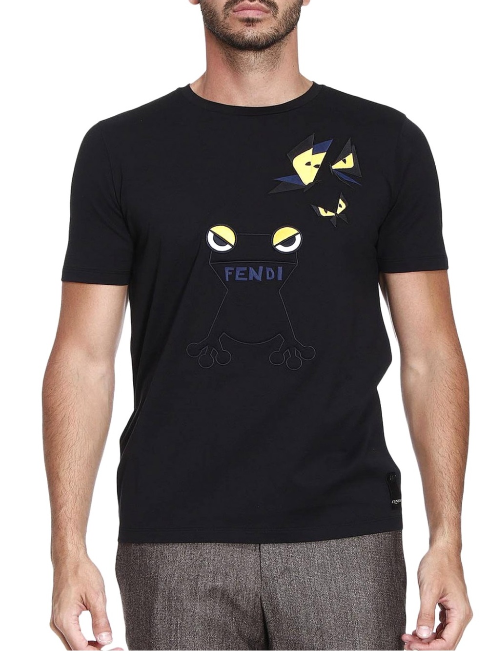 Fendi Frog And Butterflies Cotton Crewneck Tee Size M Black Short-Sleeve Graphic